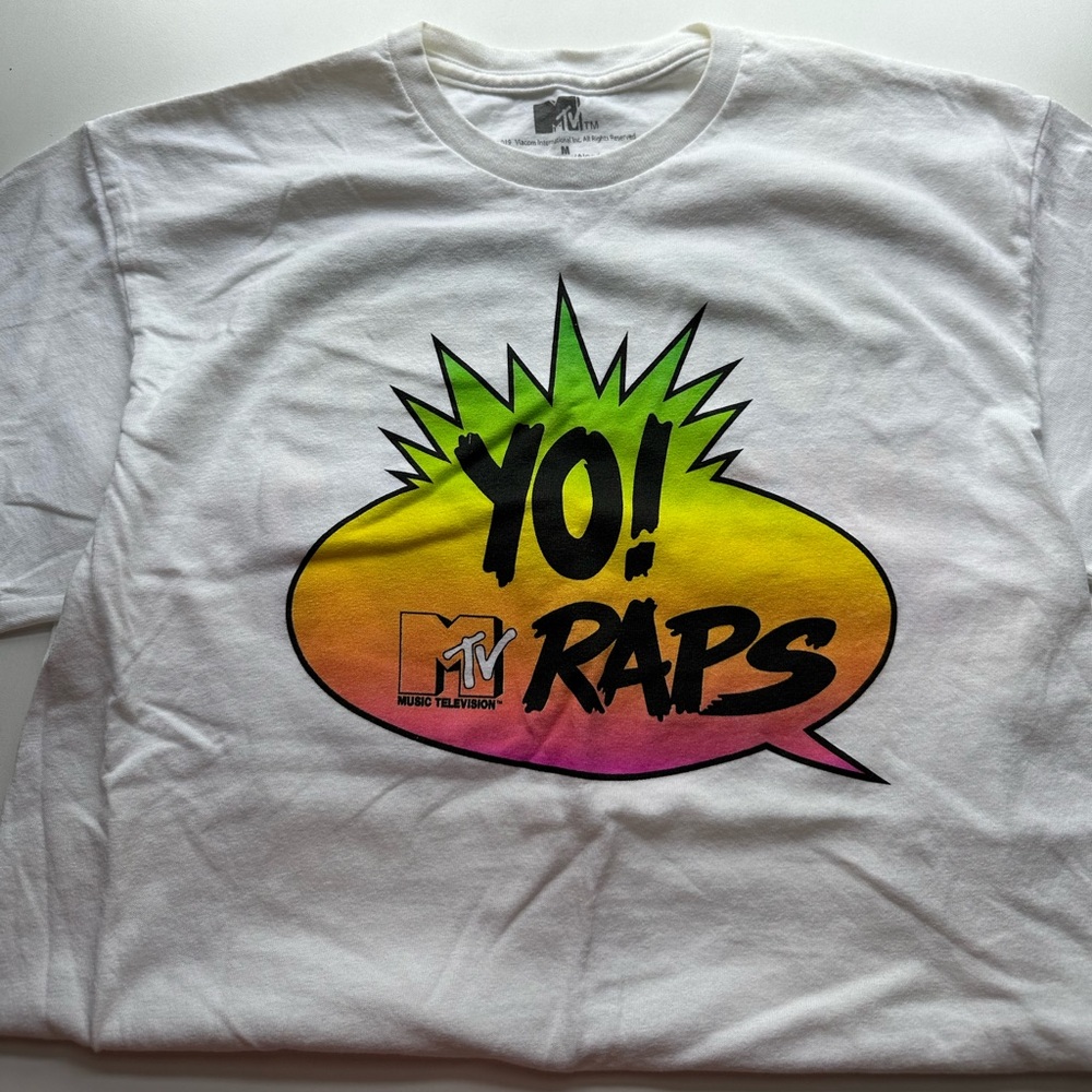 Yo! MTV Raps Burst retro white Graphic Tee - Picture 1 of 9